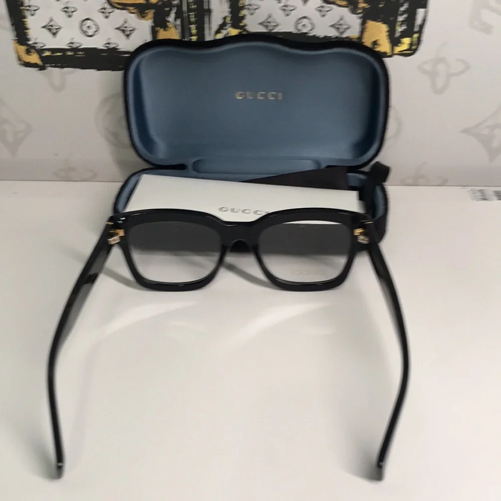 ✨ Luxury New Authentic Gucci GG1138O 001 Black Square Eyeglasses ✨